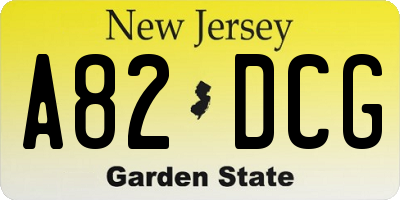 NJ license plate A82DCG