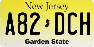 NJ license plate A82DCH