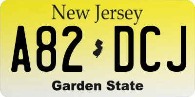 NJ license plate A82DCJ