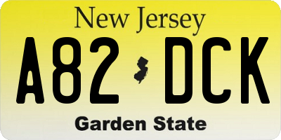 NJ license plate A82DCK