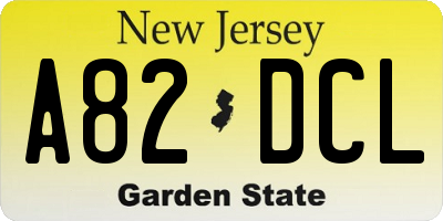 NJ license plate A82DCL