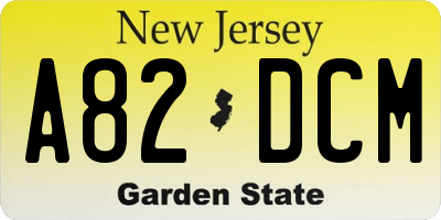 NJ license plate A82DCM