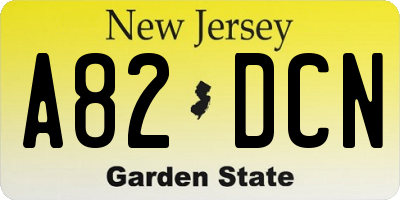 NJ license plate A82DCN