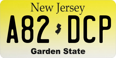 NJ license plate A82DCP