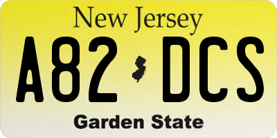 NJ license plate A82DCS