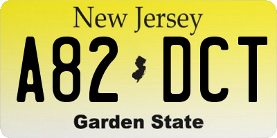 NJ license plate A82DCT