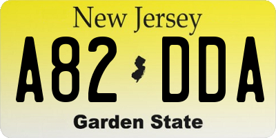 NJ license plate A82DDA