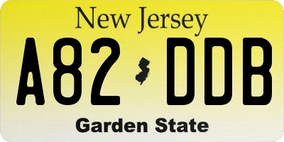 NJ license plate A82DDB