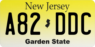 NJ license plate A82DDC