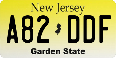 NJ license plate A82DDF