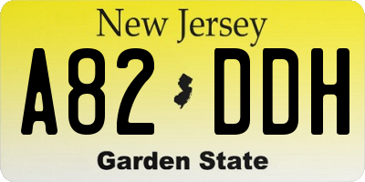 NJ license plate A82DDH