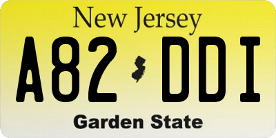 NJ license plate A82DDI