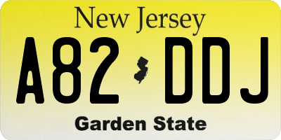 NJ license plate A82DDJ