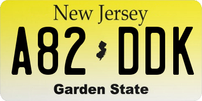 NJ license plate A82DDK