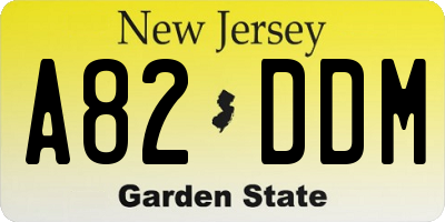 NJ license plate A82DDM
