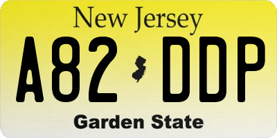 NJ license plate A82DDP