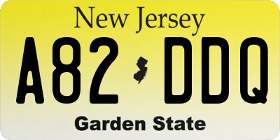 NJ license plate A82DDQ