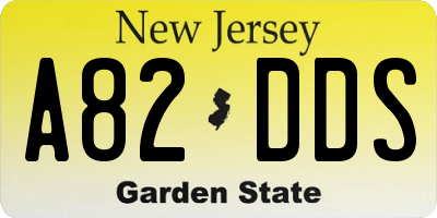 NJ license plate A82DDS