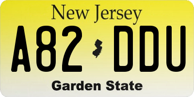 NJ license plate A82DDU