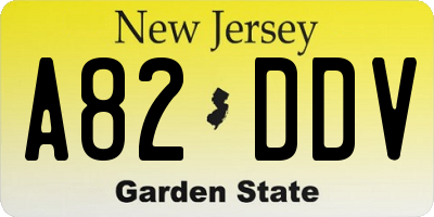 NJ license plate A82DDV