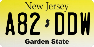 NJ license plate A82DDW