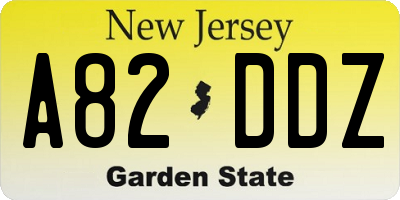 NJ license plate A82DDZ