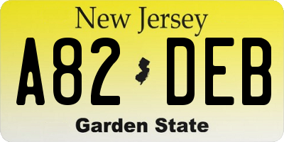 NJ license plate A82DEB