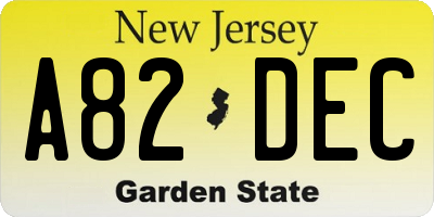 NJ license plate A82DEC