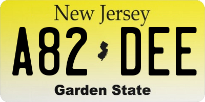 NJ license plate A82DEE