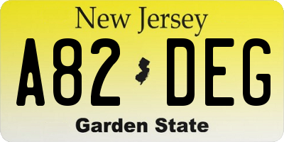 NJ license plate A82DEG
