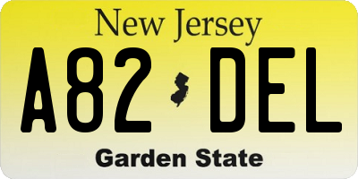 NJ license plate A82DEL