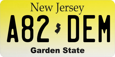 NJ license plate A82DEM
