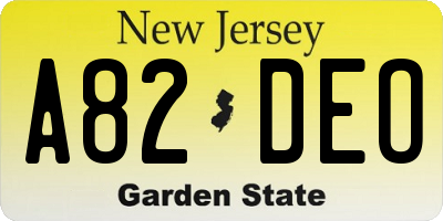 NJ license plate A82DEO