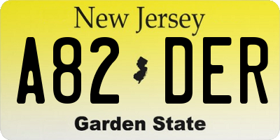 NJ license plate A82DER