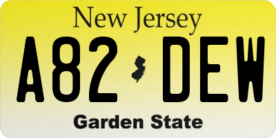 NJ license plate A82DEW