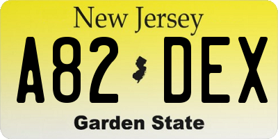 NJ license plate A82DEX