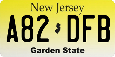 NJ license plate A82DFB