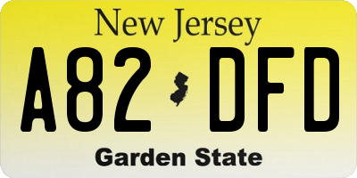 NJ license plate A82DFD