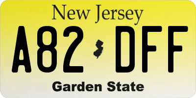 NJ license plate A82DFF