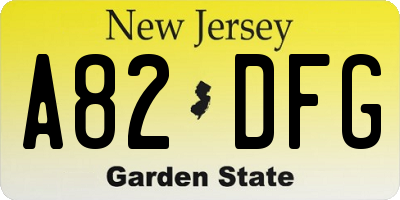 NJ license plate A82DFG