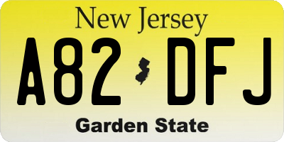 NJ license plate A82DFJ