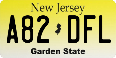 NJ license plate A82DFL