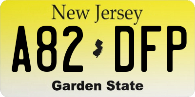 NJ license plate A82DFP