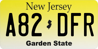 NJ license plate A82DFR