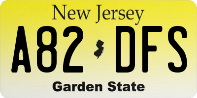 NJ license plate A82DFS