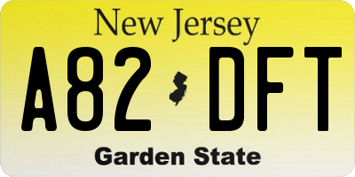 NJ license plate A82DFT