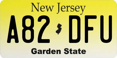 NJ license plate A82DFU