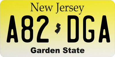 NJ license plate A82DGA