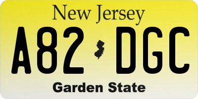 NJ license plate A82DGC