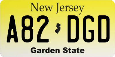 NJ license plate A82DGD